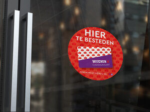 Raamsticker 'cadeaukaart hier in te leveren'